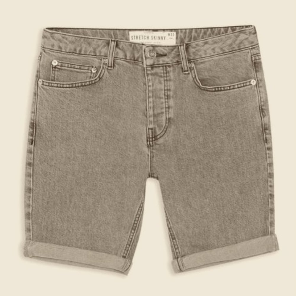 TOPMAN grey whiting cotton skinny shorts